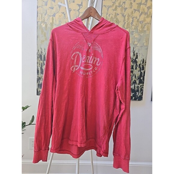 Denim & Supply Ralph Lauren Hoodie Long Sleeve Hooded Shirt Mens Large Red Eagle - Picture 1 of 7